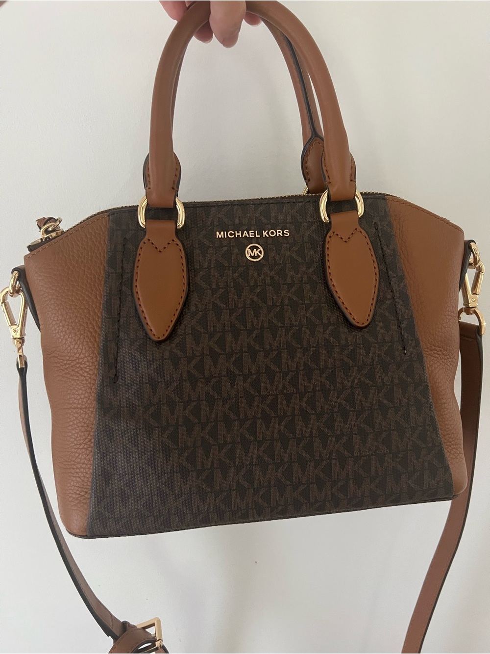Michael Kors Small Brown Logo Tote with Tan Trim - Picture 2 of 7